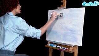 Ryan Keely bob ross cosplayban festés óráján megvadul a méretes csöcsű milf