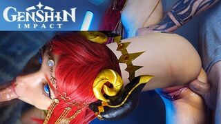 Keleti táncosnő nilou seggét durván megdugja a lőcse – genshin impact cosplay